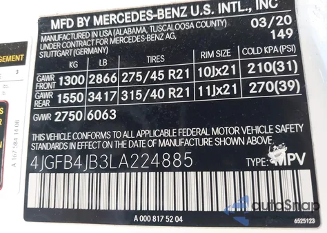 2020 Mercedes-Benz Gle 350 z USA, uszkodzony, nr VIN 4JGFB4JB3LA224885
